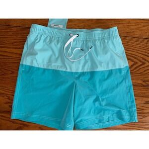 Sonoma Mens Swim Trunks Turquoise Light Blue Elastic Waist Drawstring Pocket